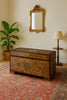 Indian Hand Carved Teak Wood Marquetry Trunk Blanket Box Chest C12